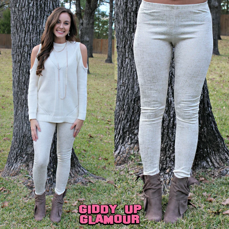 Sale Event Star Struck Gold Foil Leggings in Ivory