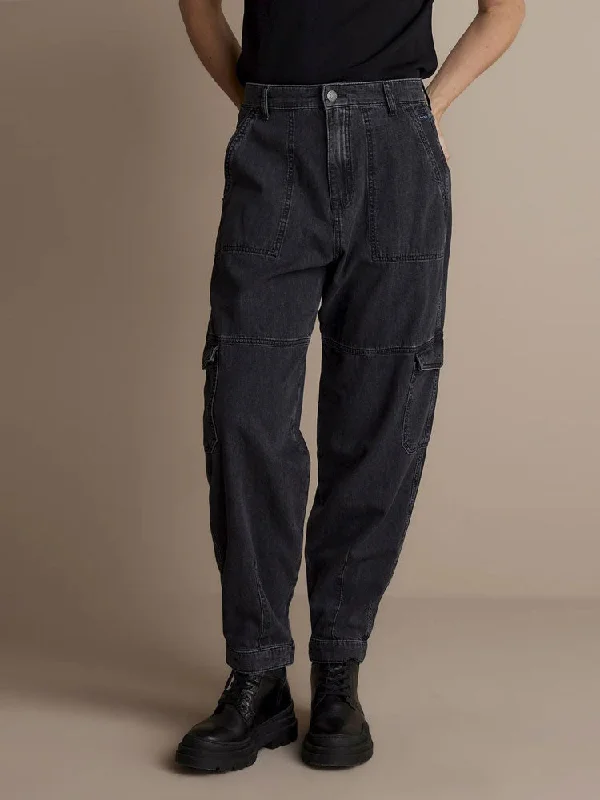 Hurry In Summum Denim Cargo Pants Black