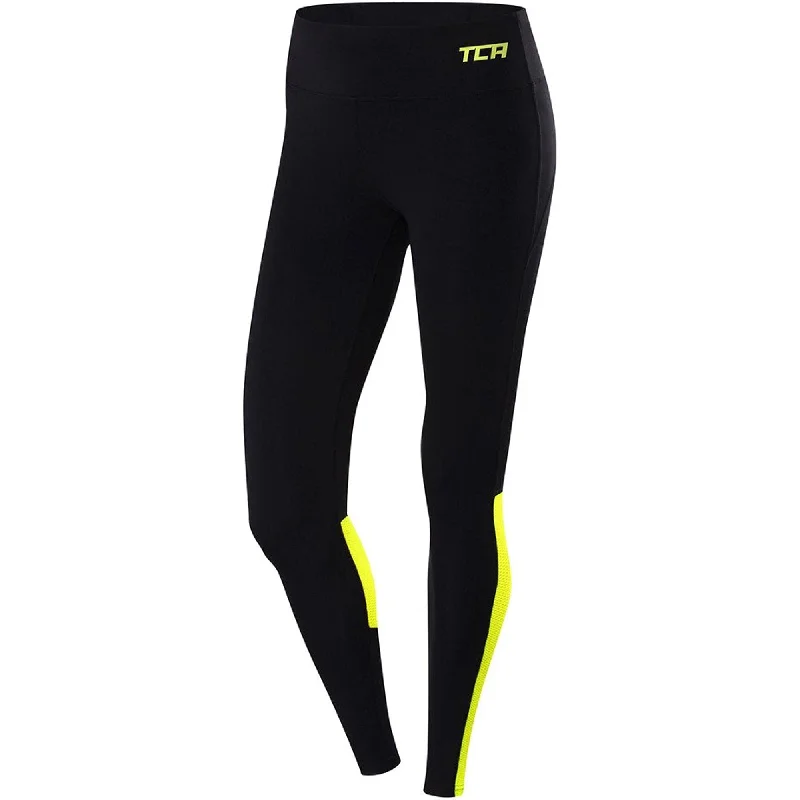 Hurry In TCA Hex Mesh Womens Long Running Tights - Black