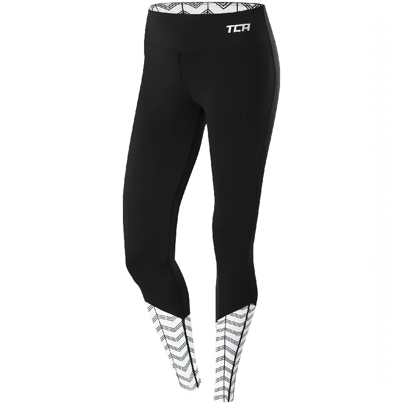 Massive Deals TCA Impulse Printed Womens Long Running Tights - Black