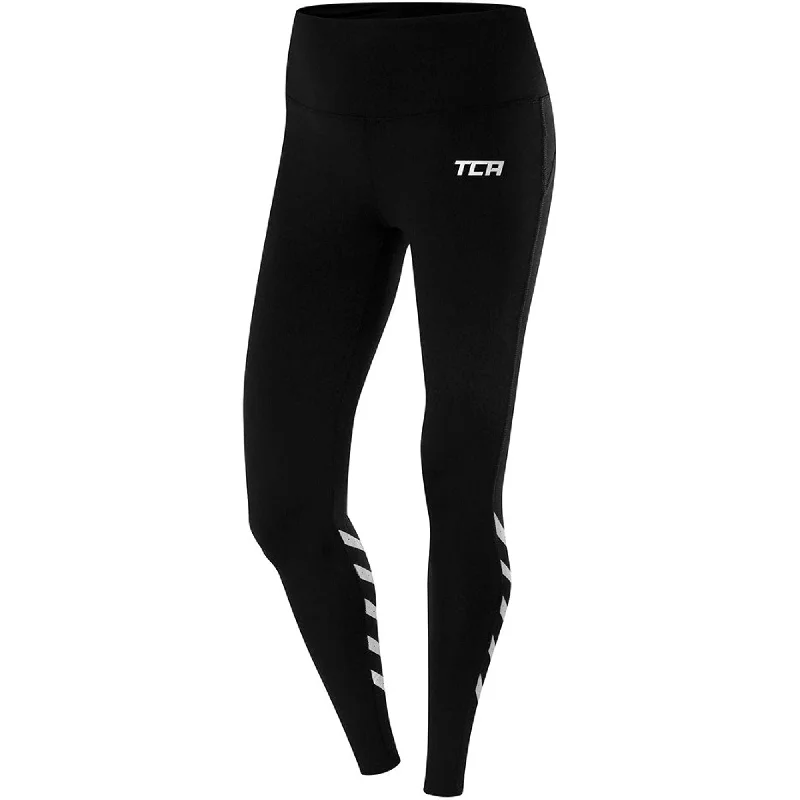 Limited Availability TCA Laser Tech Reflective Womens Long Running Tights - Black