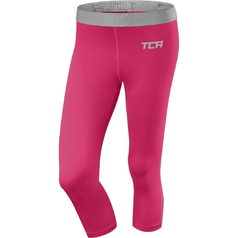 Midnight Madness TCA Pro Performance Endurance Womens 3/4 Capri Running Tights - Pink