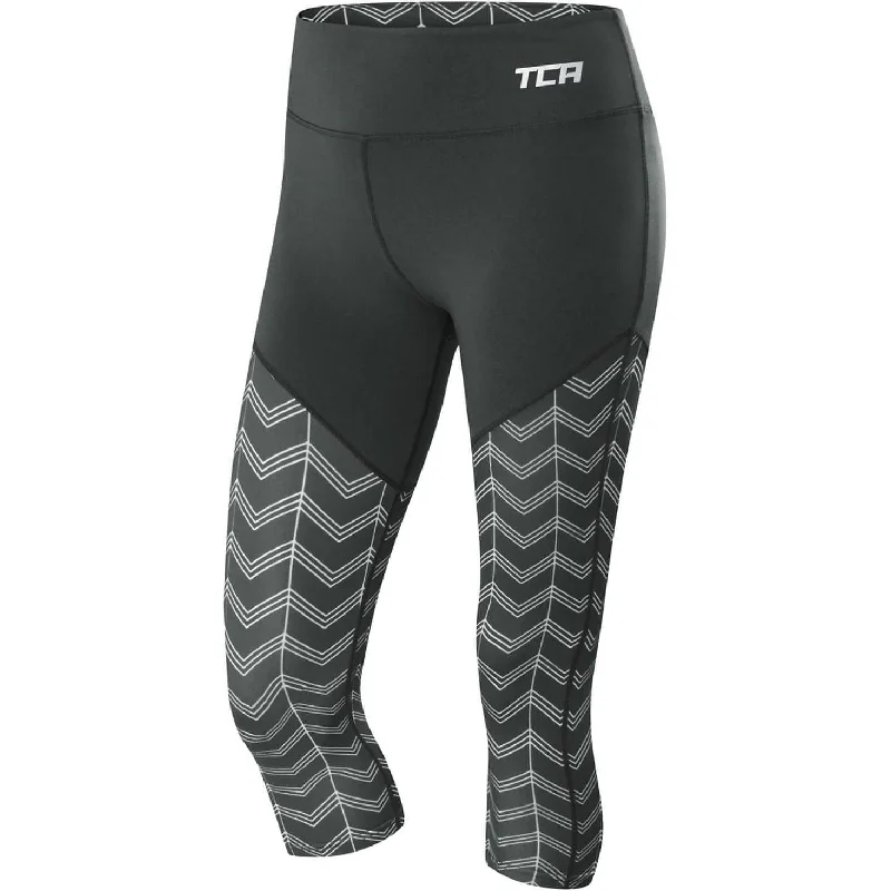 Huge Discounts TCA Pro Performance Supreme High Waist Womens 3/4 Capri Running Tights - Grey