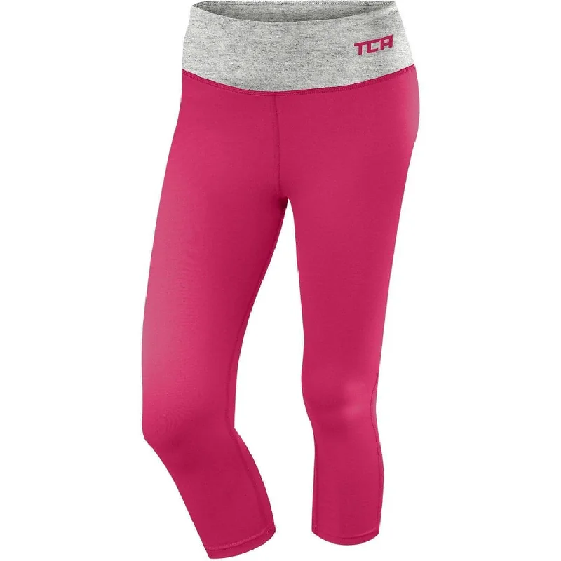 Deal Dash TCA Pro Performance Supreme Womens 3/4 Capri Running Tights - Pink