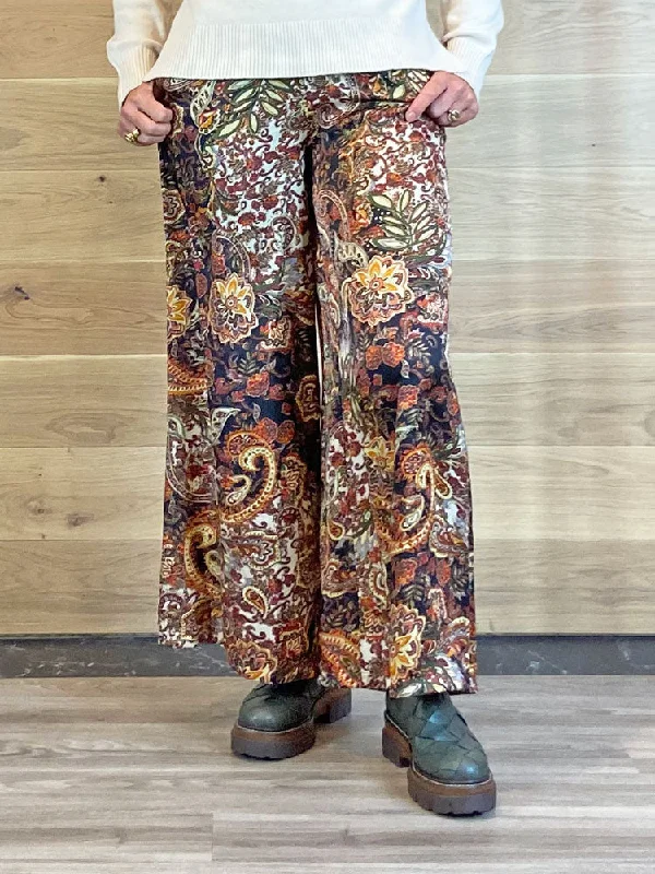 YEAR-End Clearance Traffic People Imitation Game Palazzo Trousers Brown