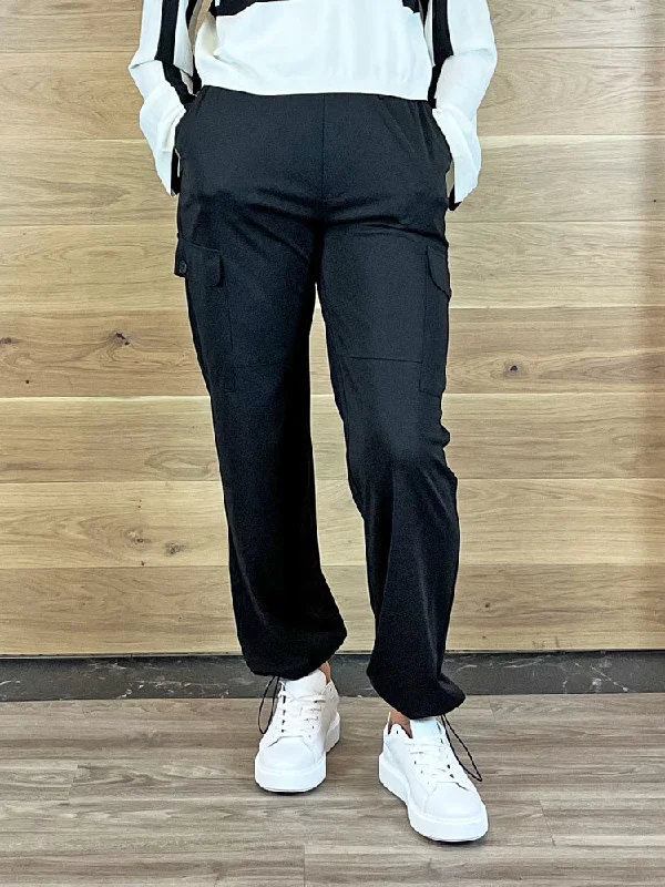 Flash Sale Twinset Cargo Trousers with Drawstring Black