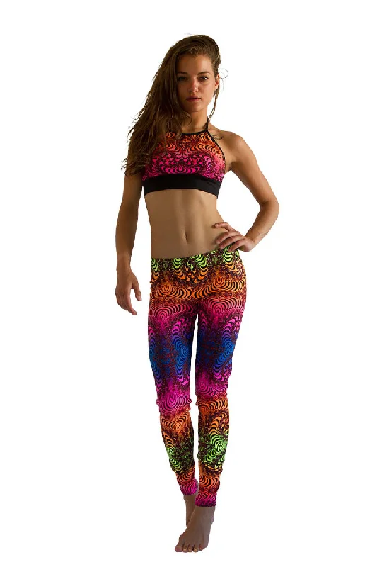 Limited Time Discount Wide waistband Leggings : Rainbow Fractal