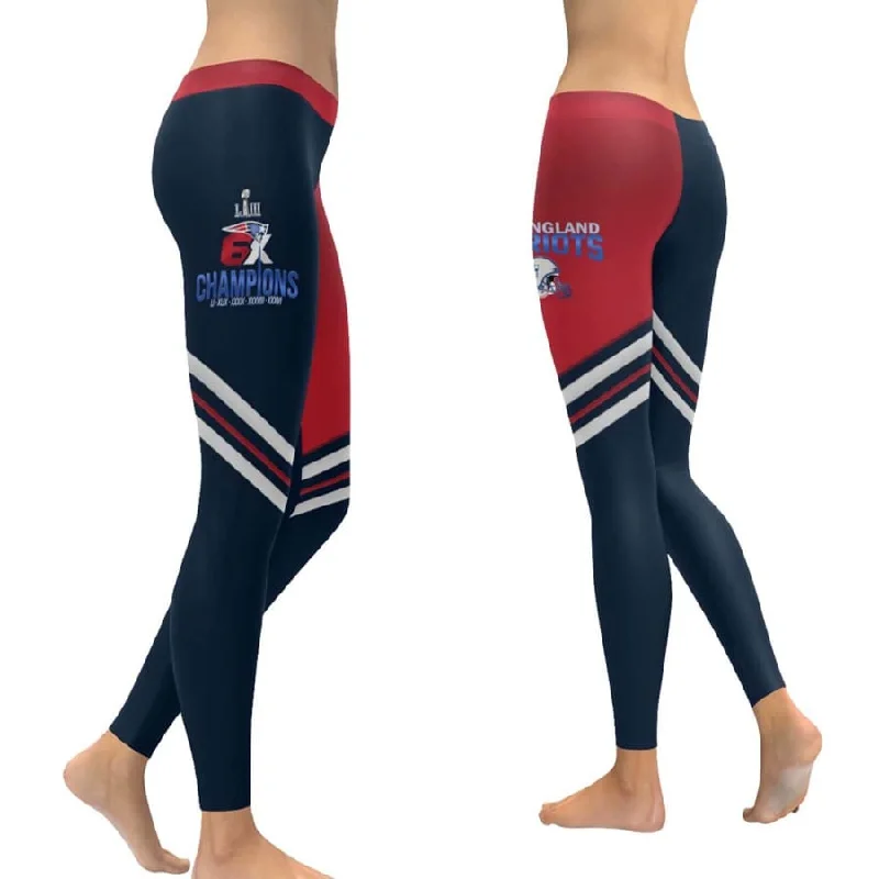 Midnight Sale patriots Leggings Navy Red Colorblock Stripe Nfl 6x champions Yoga Pants