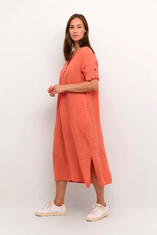 Low Prices Cream CRBellis Linen Dress | Hot Coral