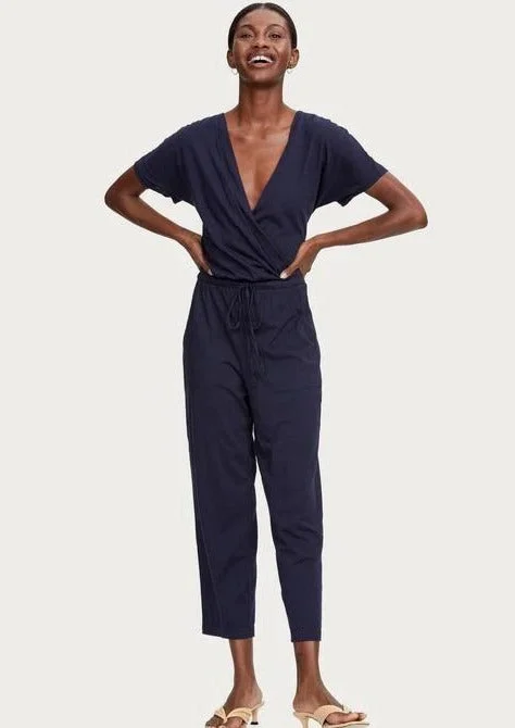 Discount Mania short sleeve surplice jersey jumpsuit