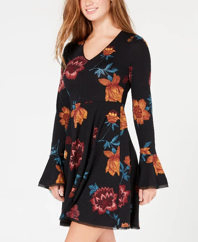Deal of the Day Juniors' Floral-Print Fit & Flare Dress