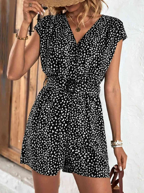 Savings Spectacular Animal Print Belted Romper
