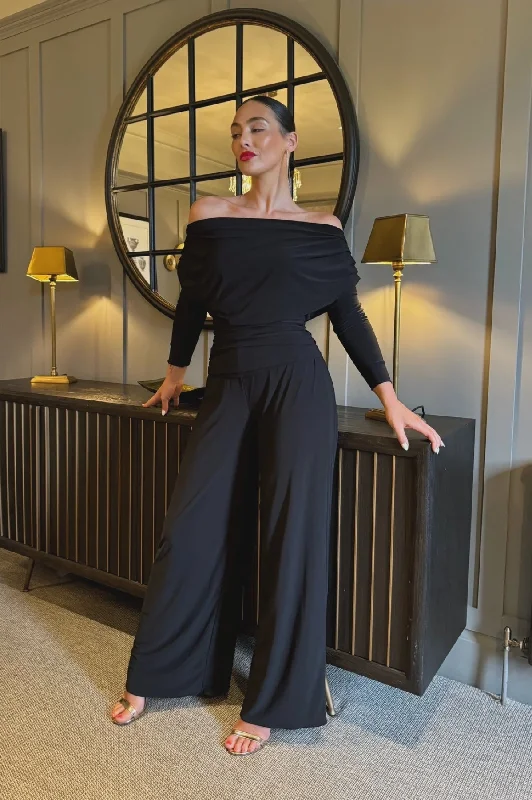 Friends and Family Sale ATOM LABEL Carbon Jersey Jumpsuit with Sleeve in Black (Regular Length)