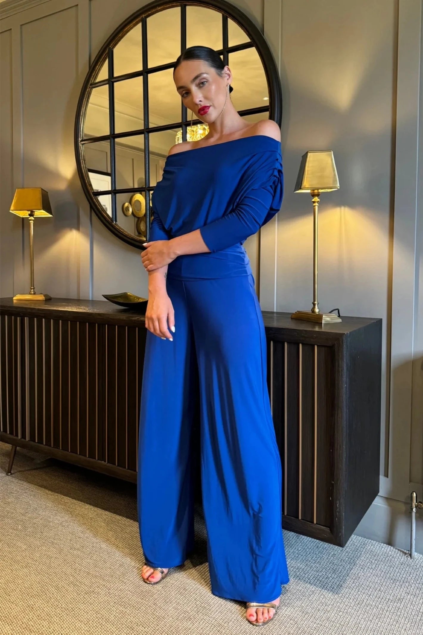 Customer Appreciation Sale ATOM LABEL Carbon Jersey Jumpsuit with Sleeve in Cobalt (Regular Length)