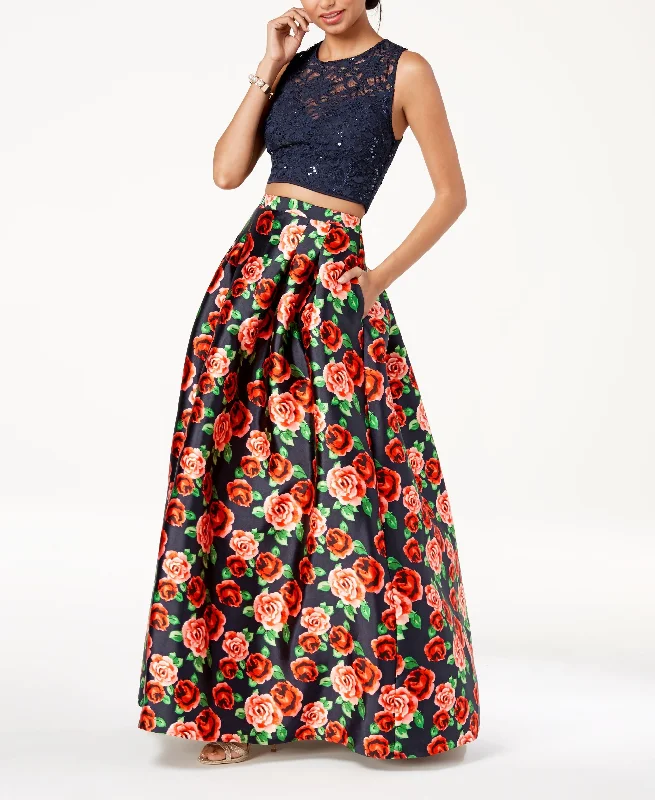 Weekend Deal B Darlin Juniors Lace Top Printed Skirt 2 Pc. Gown