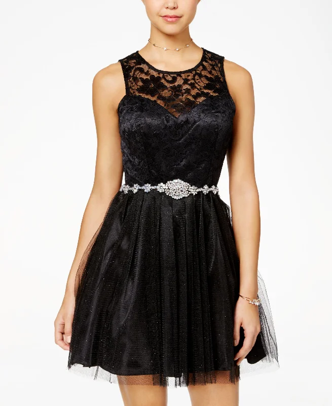 Discount Days B Darlin Juniors Open Back Fit Flare Dress