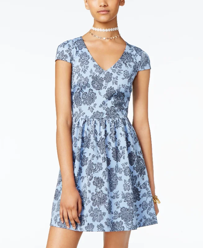 Act Fast B Darlin Juniors Printed Illusion Fit Flare Dress