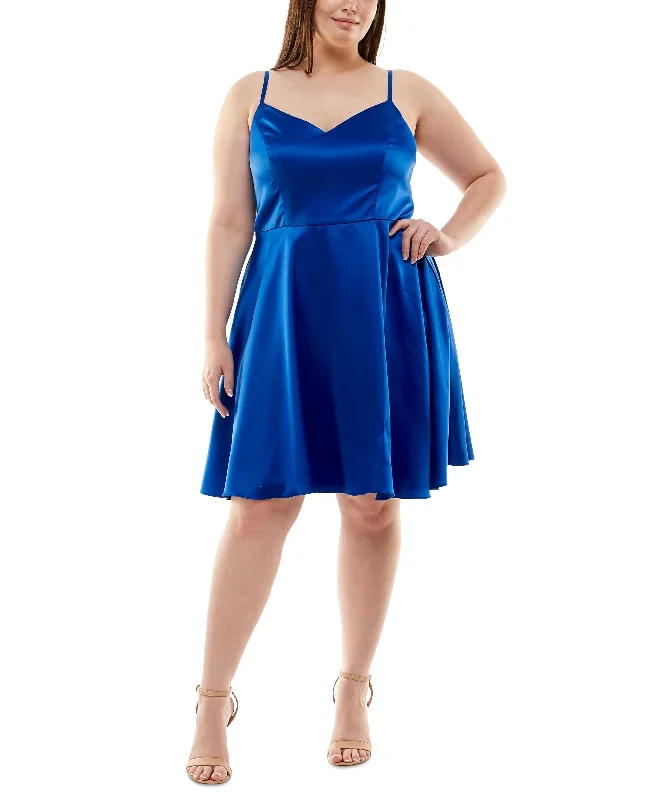Online Exclusive B Darlin Trendy Plus Size Satin A Line Dress