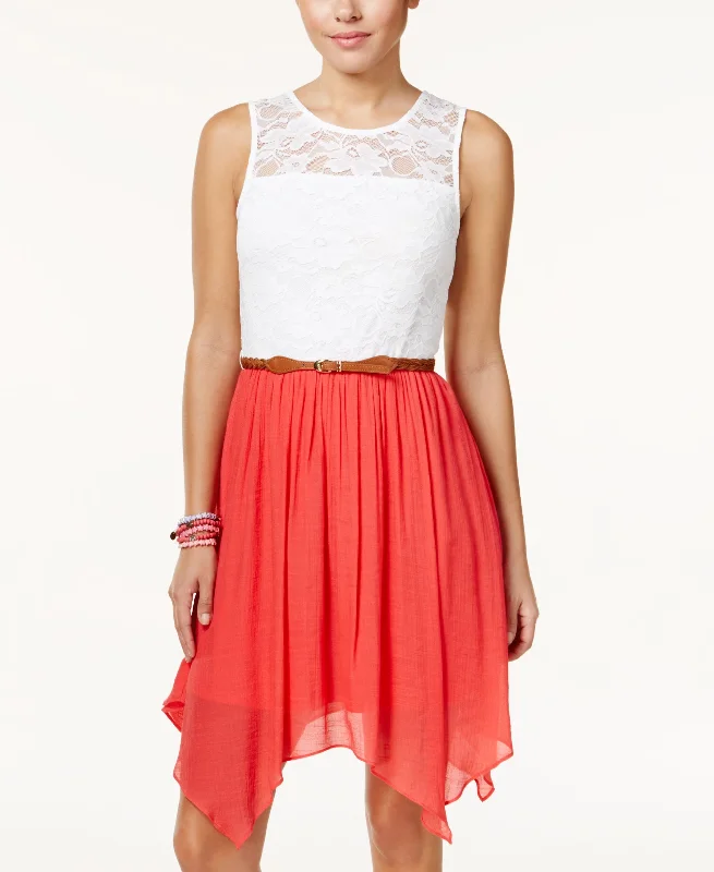 Members Only Bcx Juniors Handkerchief Hem Fit Flare Dress