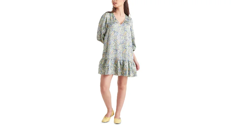 Exclusive Savings Black Tape Ruffled Hem Mini Dress
