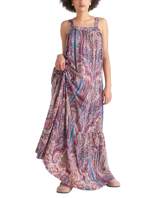 Big Discounts Black Tape Womens Printed Tiered Maxi Dress