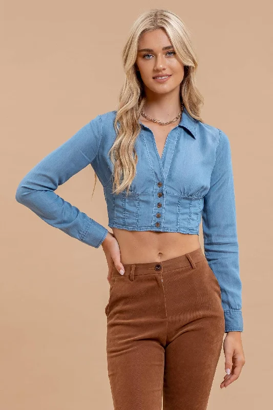Anniversary Sale Chambray Corset Crop