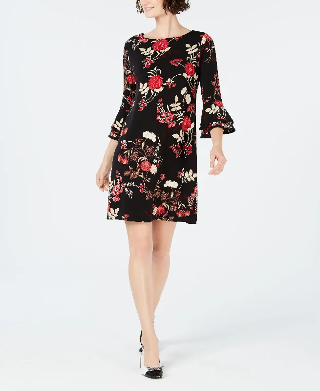 Deal Explosion Charter Club Printed Bell Sleeve Shift Dress