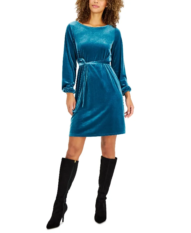 Last Chance Charter Club Womens Long Sleeve Velvet Dress