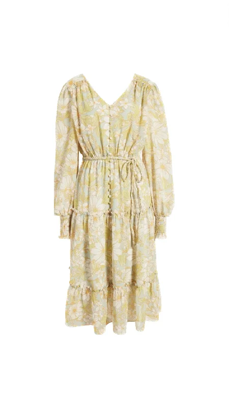 Bargain Blast Chiffon Button Down Belted Midi Dress