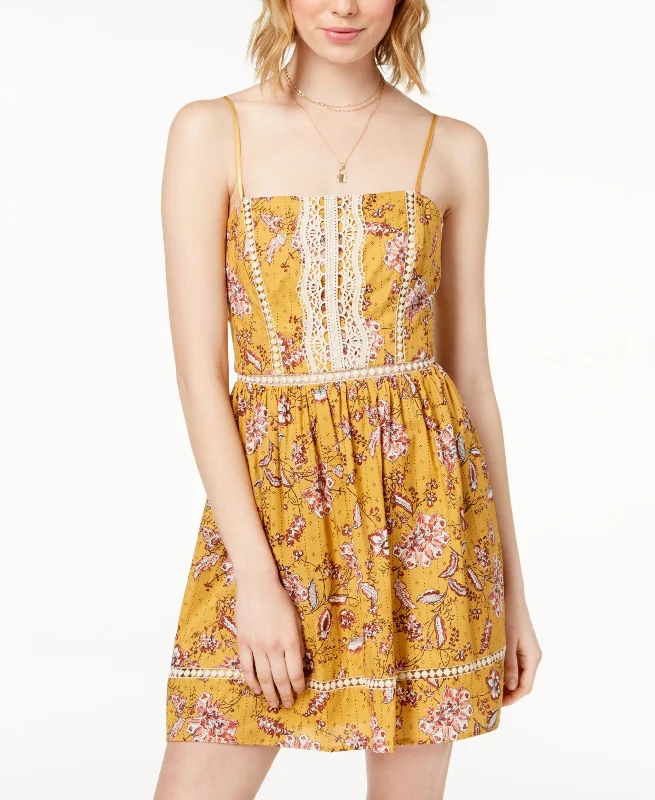Extra Discounts City Studios Juniors Crochet Inset Printed Dress