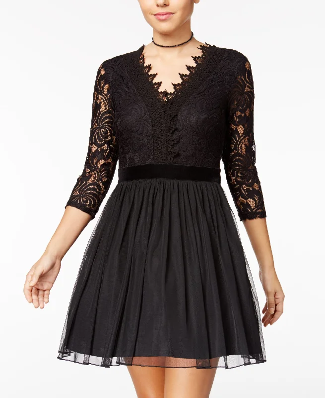 Low Prices City Studios Juniors Lace Trimmed Fit Flare Dress