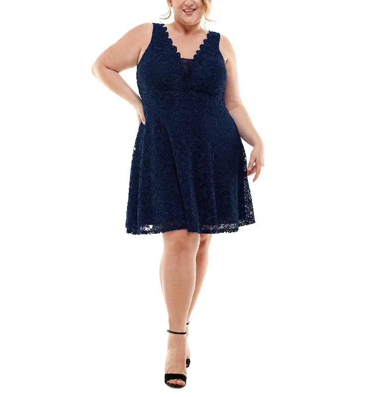 New Arrival City Studios Trendy Plus Size Lace Fit Flare Dress