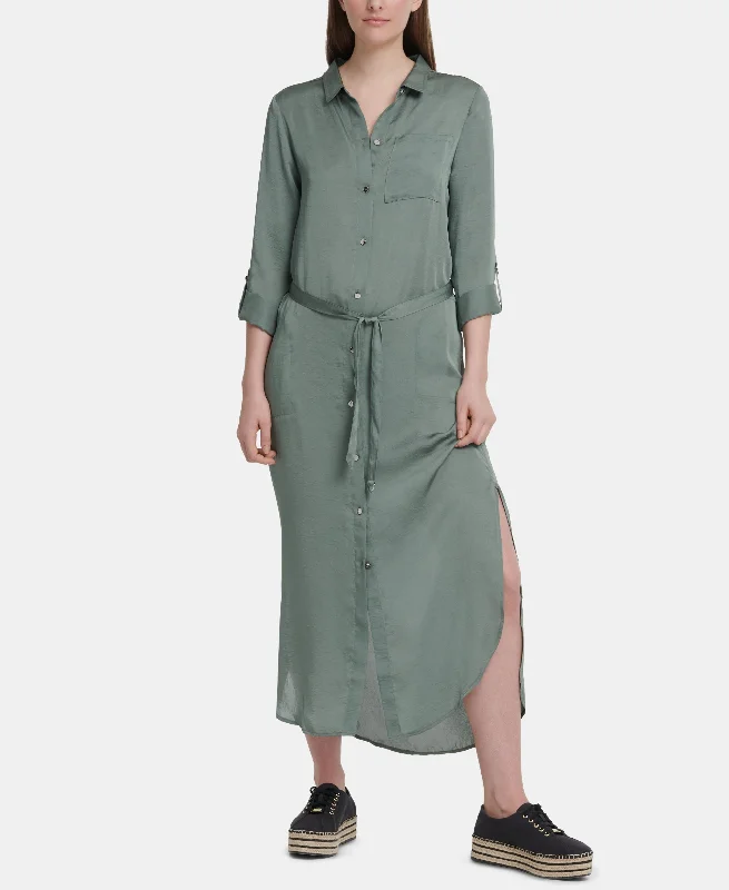 Limited Time Discount DKNY Belted Maxi Shirtdress