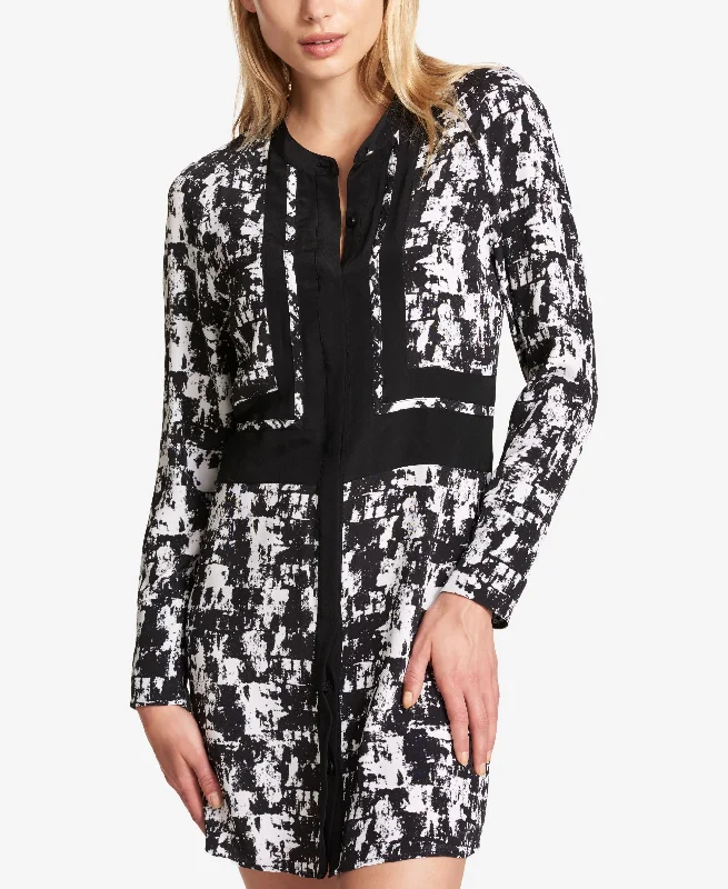 Lowest Prices DKNY Printed Colorblocked Shirtdress