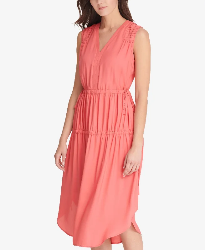 New Deals DKNY Ruched V Neck Dress