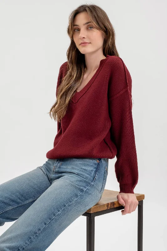 Weekend Special Exposed Seam V Sweater