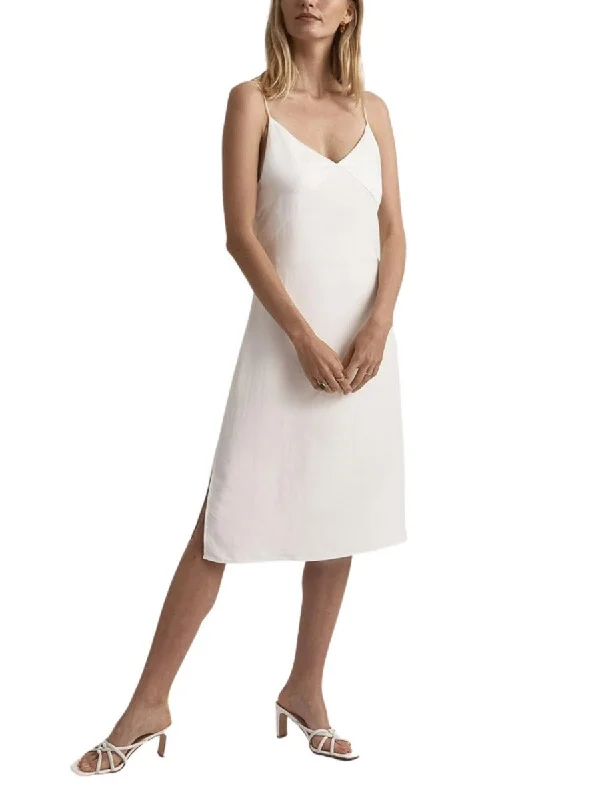 Take Advantage Fayette Contrast Satin Dress White