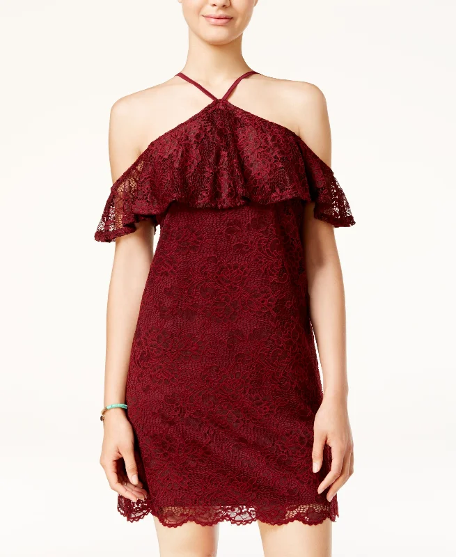 Midnight Madness Fire Juniors Lace Off The Shoulder Shift Dress