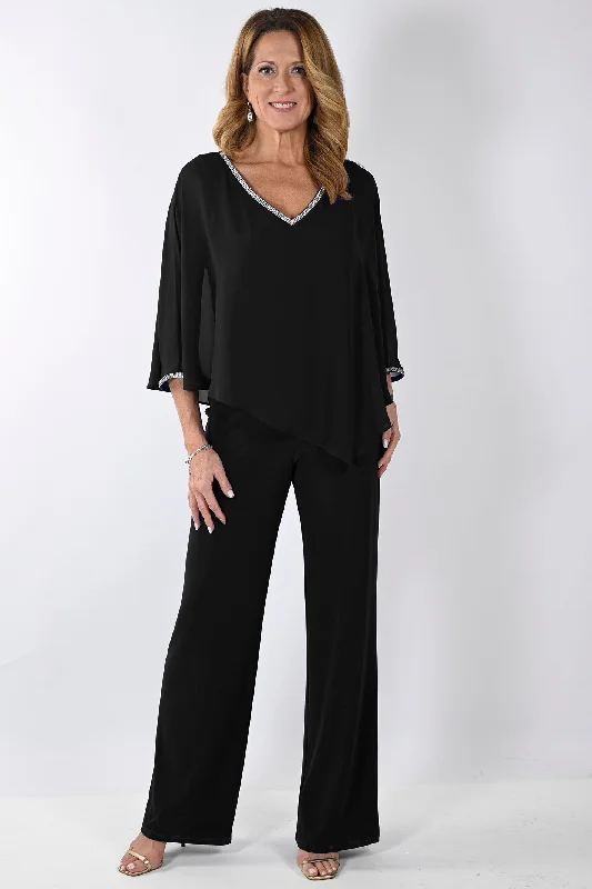 Savings Spectacular Frank Lyman 239197 Black Chiffon Floaty Jumpsuit