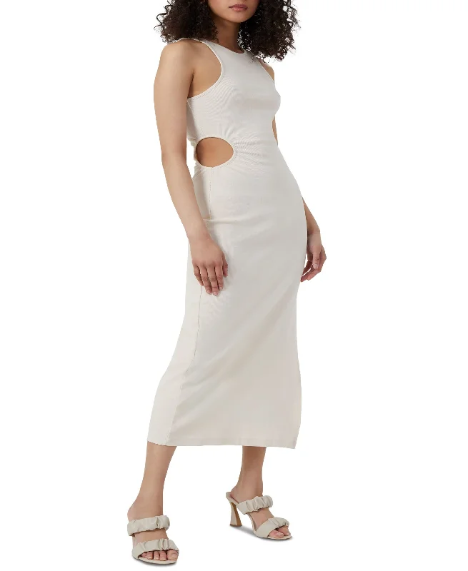 TIME-Limited Offer French Connection Womens Rasha Ribbed Cutout Midi Dress