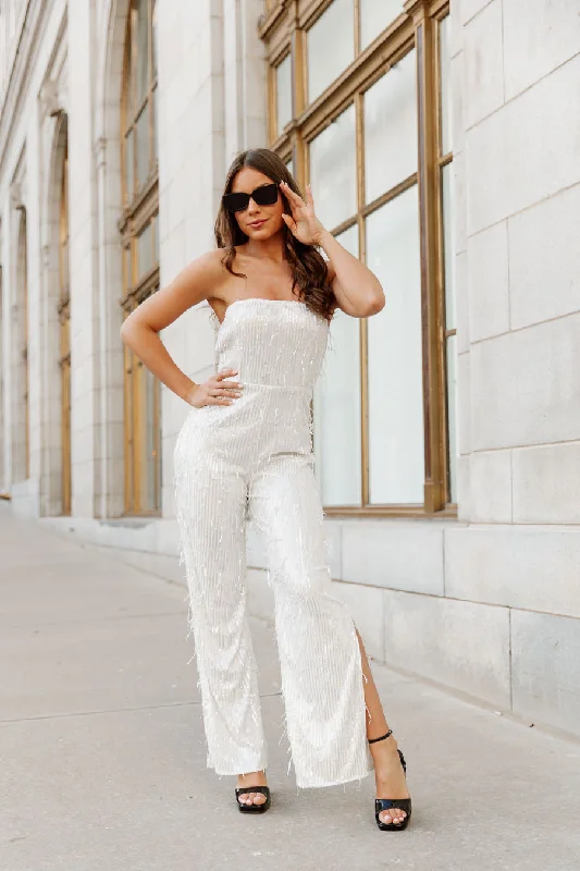 Overstock Sale GEMMA SEQUIN JUMPSUIT IN IVORY