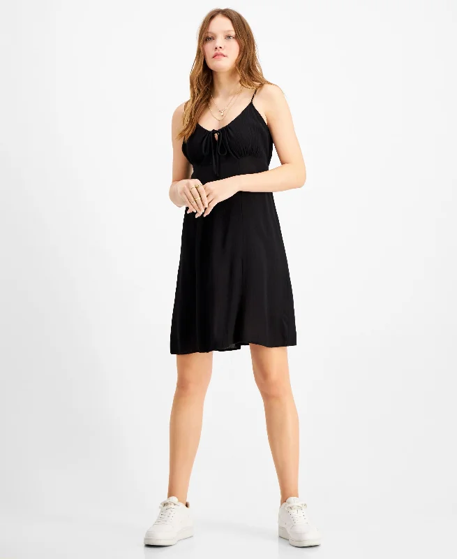 Exclusive Deal Hippie Rose Juniors' Tie-Neck Babydoll Dress