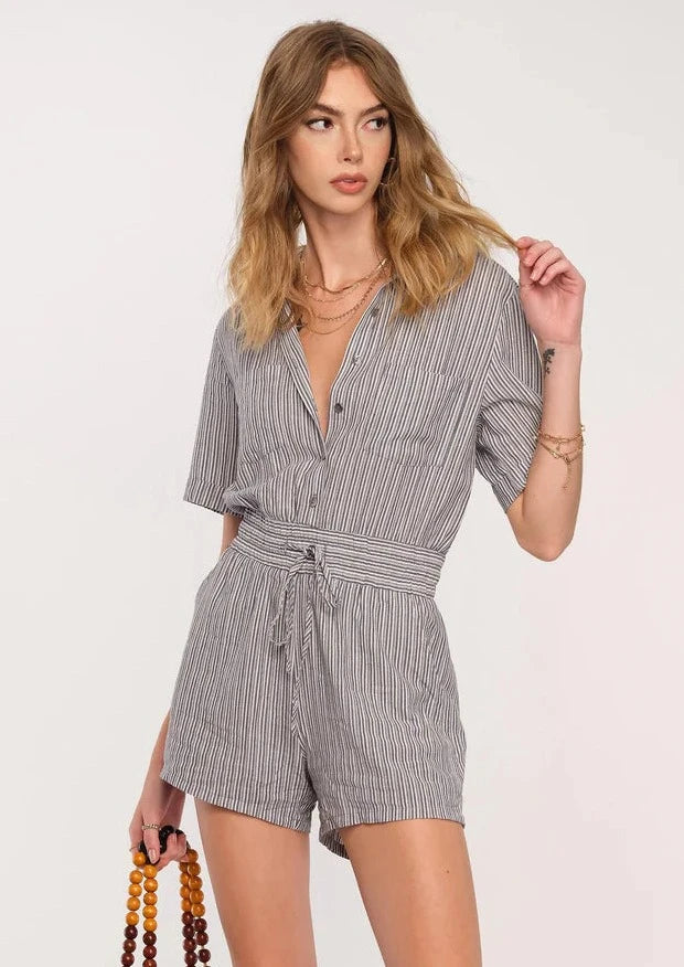Huge Discounts stripe short sleeve romper