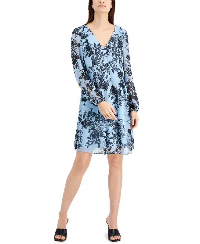 New Markdowns INC International Concepts Printed Chiffon Shift Dress