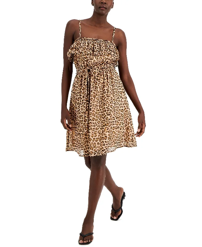 Best Deals INC International Concepts Womens Cheetah Print Spaghetti Strap Mini Dress