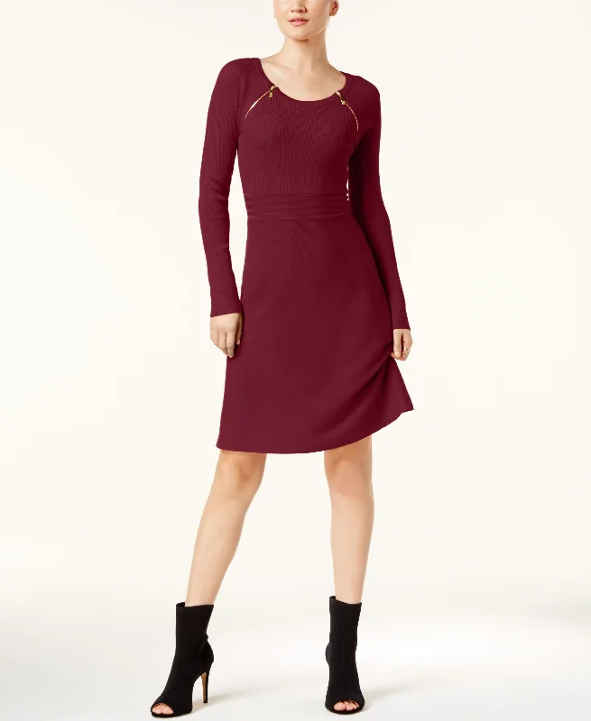 Bargain Bin INC International Concepts Zipper Shoulder Ribbed Dress