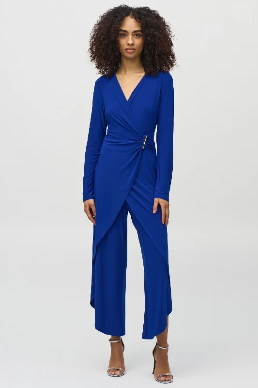 Loyalty Reward Joseph Ribkoff 244155 Royal Sapphire Blue (2922)Silky Knit Wrap Culotte Jumpsuit