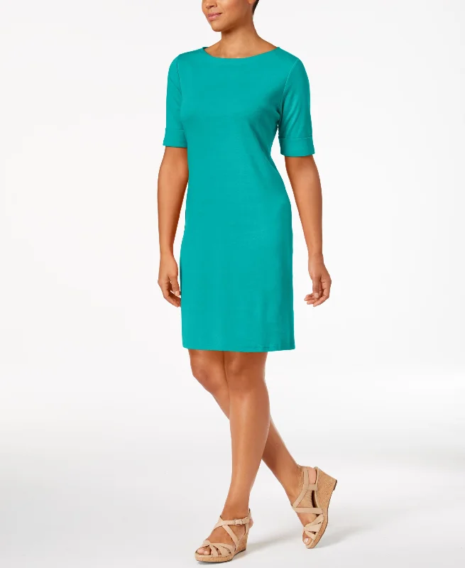 Flash Deals Karen Scott Cotton Boat Neck Dress