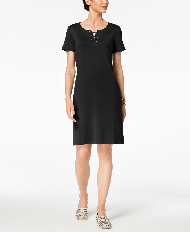 Final Clearance Karen Scott Lace Up Shift Dress