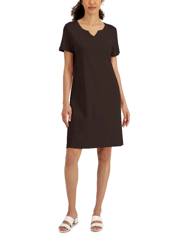 Special Discount Karen Scott Womens Cotton Split Neck Dress